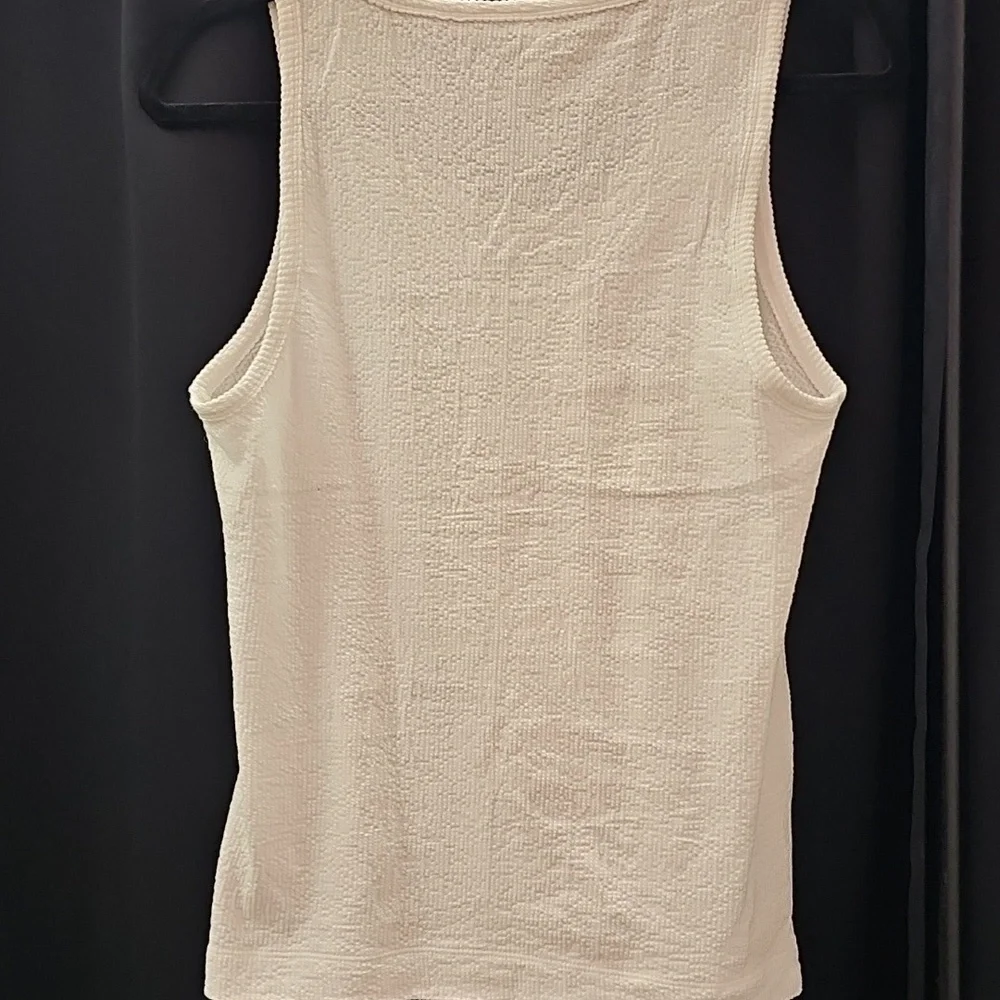 Women's, White, Textured, Tank Top, Summer, Casual, Classic, Office, Cozy